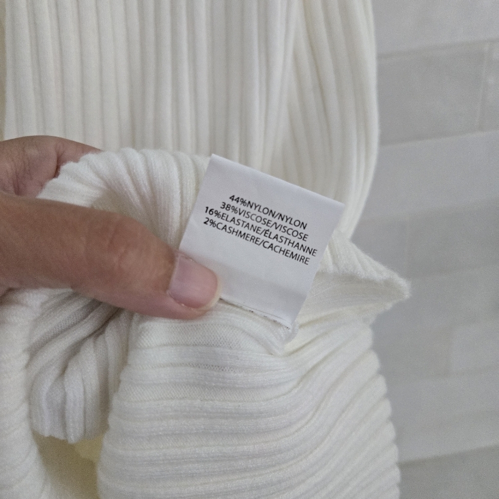 Ramy Brook $425 Pilar Rib-Knit Cutout Twist Bodycon Midi Long Sleeve Dress White - Picture 6 of 8